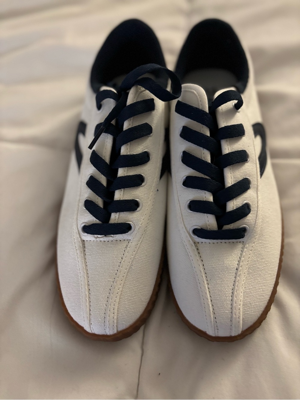 Tretorn White Canvas Sneakers with Navy Accents